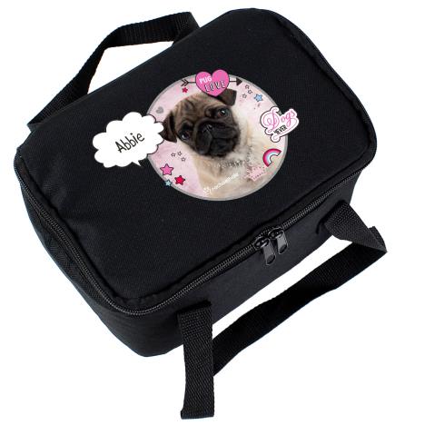 Personalised Rachael Hale Doodle Pug Black Lunch Bag £16.99